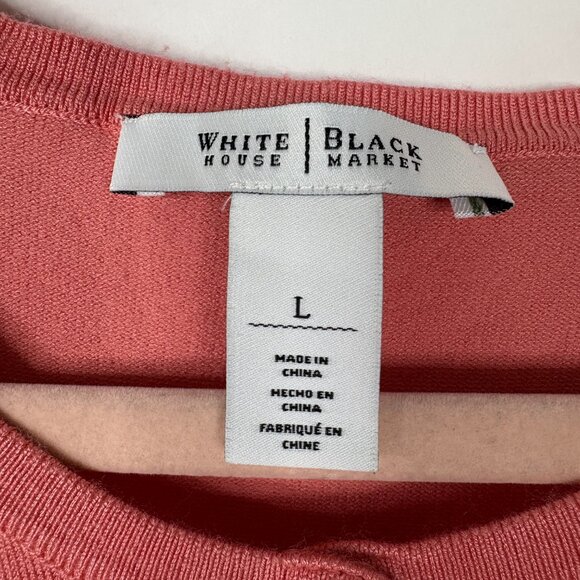 2/$30 White House Black Market 3Q Sleeve Gold Snap Cardi Coral Large Multi #9929 - Picture 5 of 8